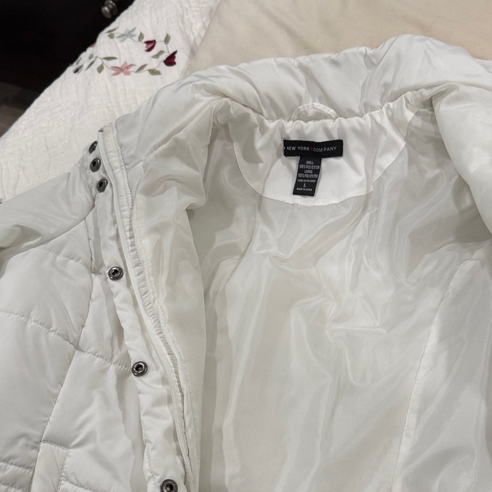 New York & Company Elegant White Puffer Coat